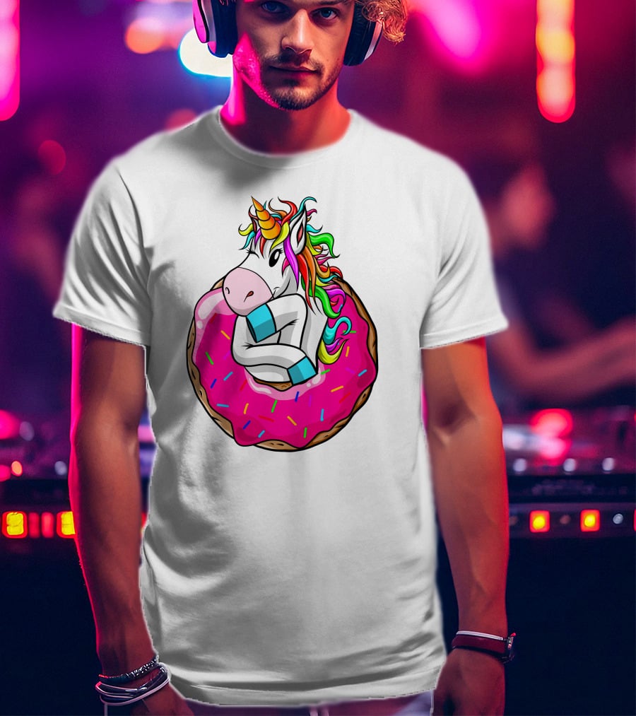 Unicorn Donut Cake Rainbow Horn Pink Sprinkles T-Shirt