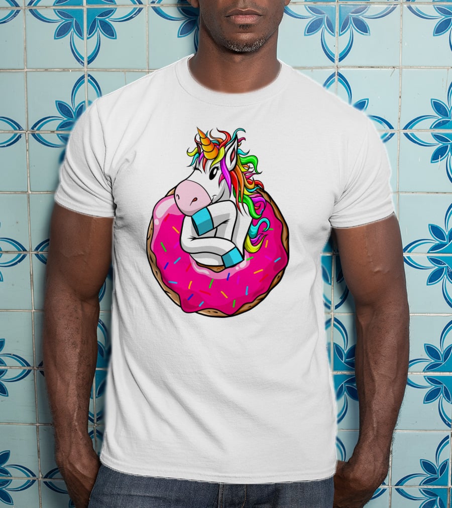 Unicorn Donut Cake Rainbow Horn Pink Sprinkles T-Shirt