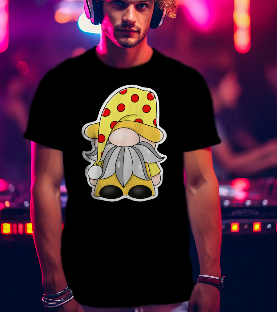 Funny Gnomes Yellow Red Polka Dot Hat T-Shirt