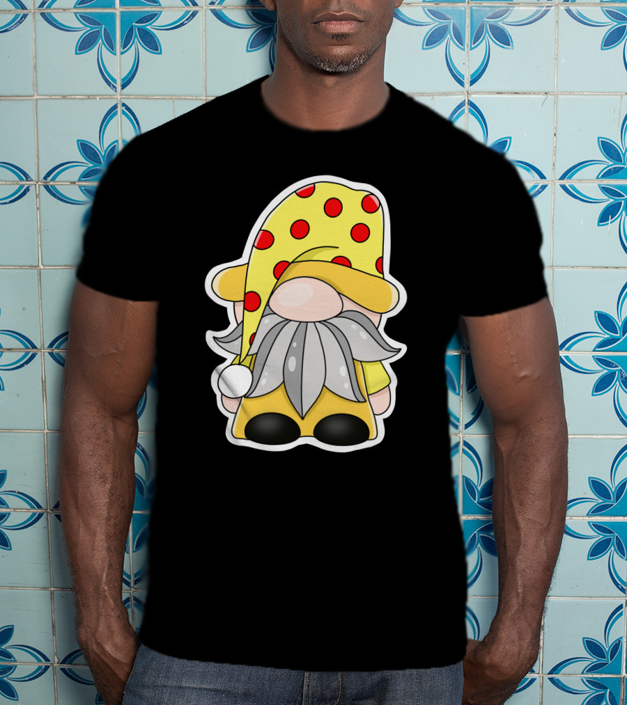 Funny Gnomes Yellow Red Polka Dot Hat T-Shirt