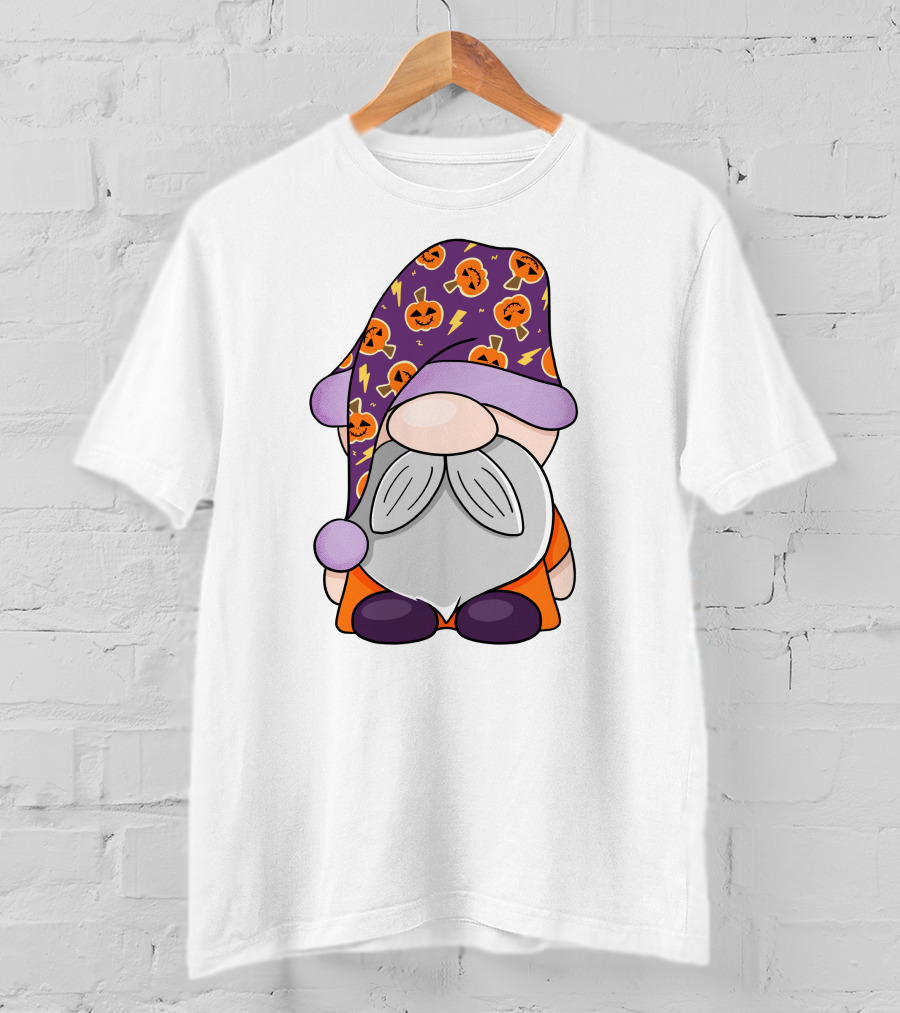 Fantastic Gnome Halloween Pumpkin Pattern Hat And Costume T-Shirt