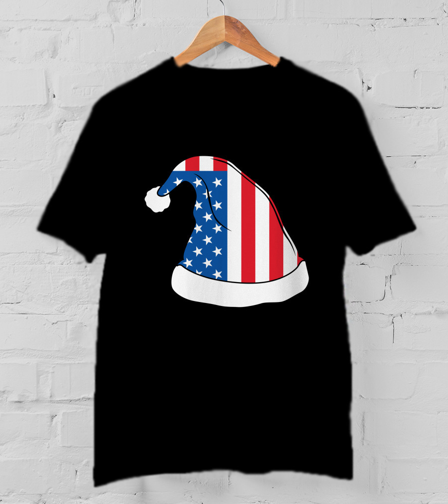 USA Flag Santa Hat Christmas Hat T-Shirt