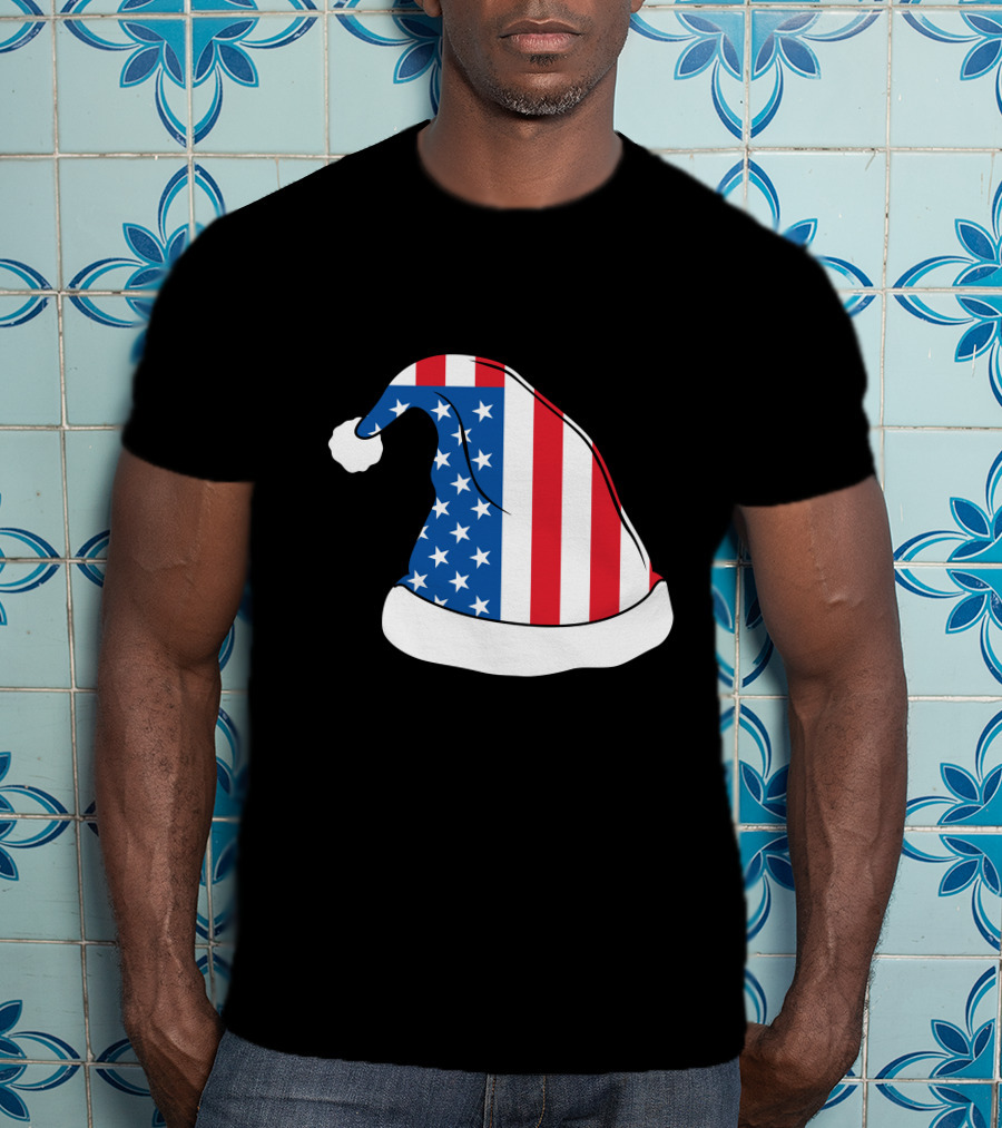 USA Flag Santa Hat Christmas Hat T-Shirt