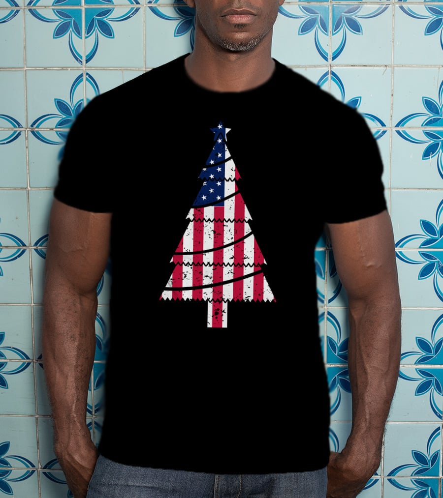 USA Flag Christmas Tree T-Shirt