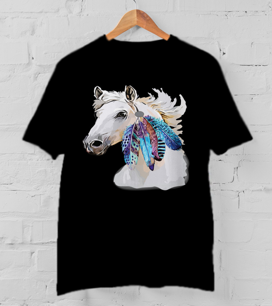 Horse Boho Feathers Vibrant Mane T-Shirt