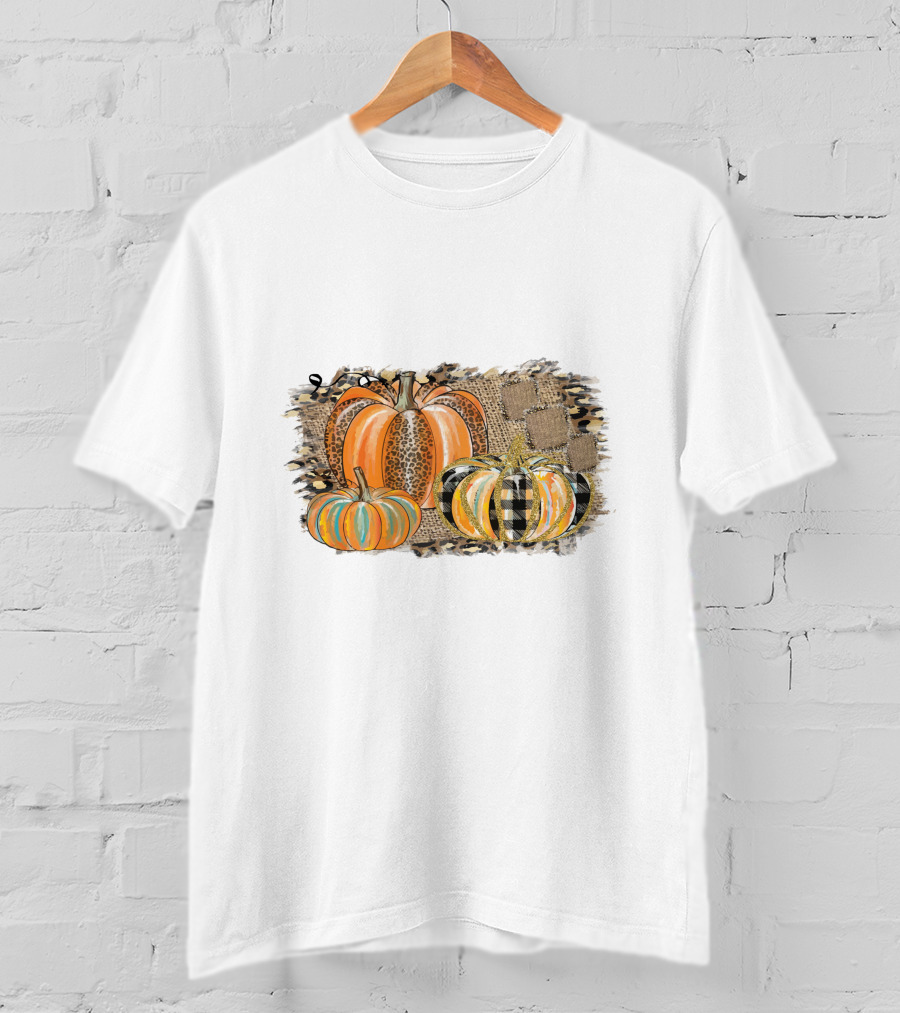 Leopard And Plaid Pumpkins Thanksgiving T-Shirt