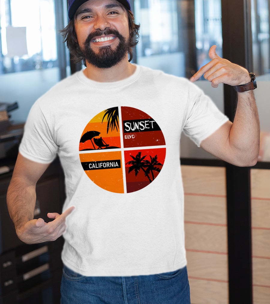Sunset BLVD California Palm Trees And Beach Chair T-Shirt