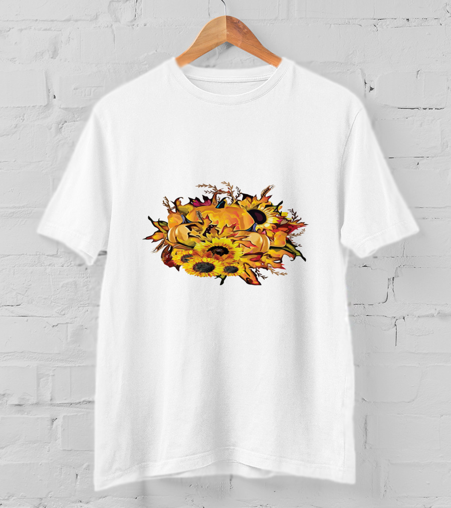 Thanksgiving Pumpkins Sunflower Fall Harvest Arrangement T-Shirt