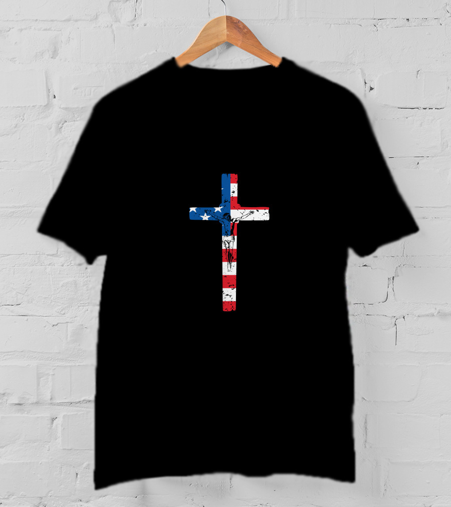 Jesus American Flag Cross Crucifixion T-Shirt