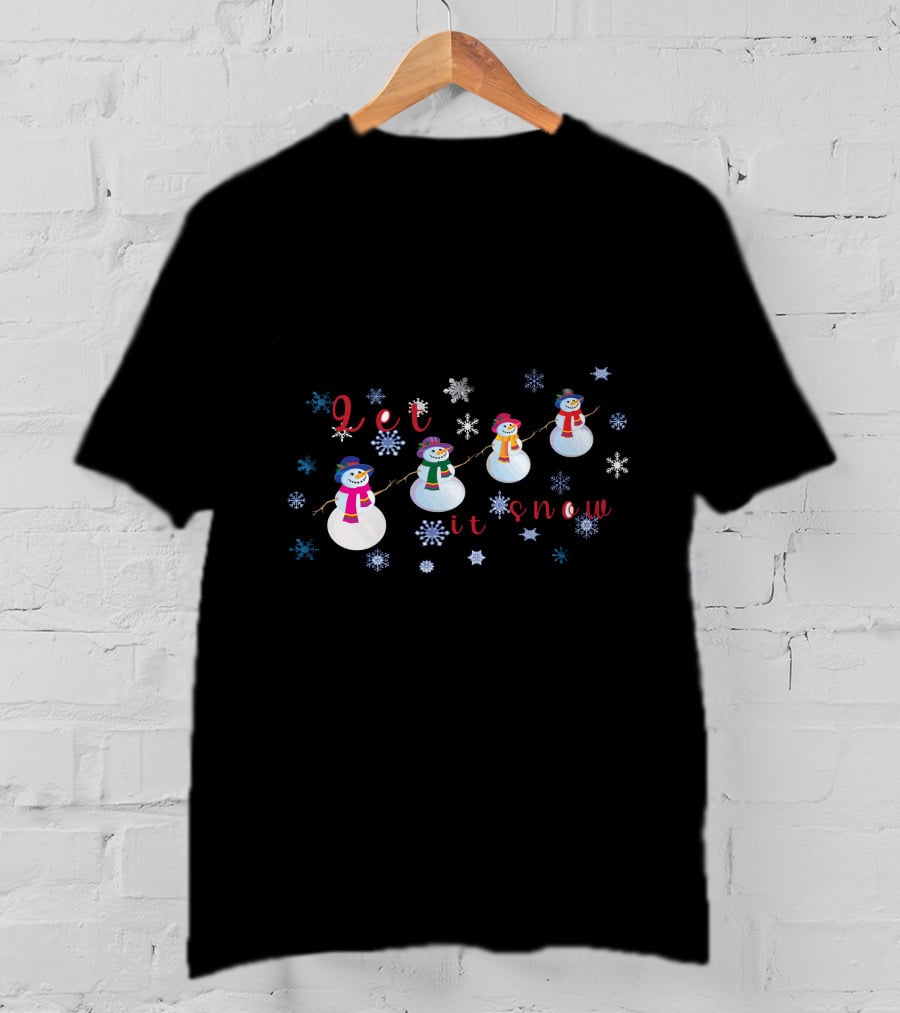 Let It Snow Christmas Snowmen And Snowflakes T-Shirt