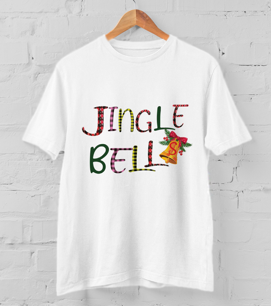 Jingle Bell Holiday Pattern With Festive Bow And Holly T-Shirt