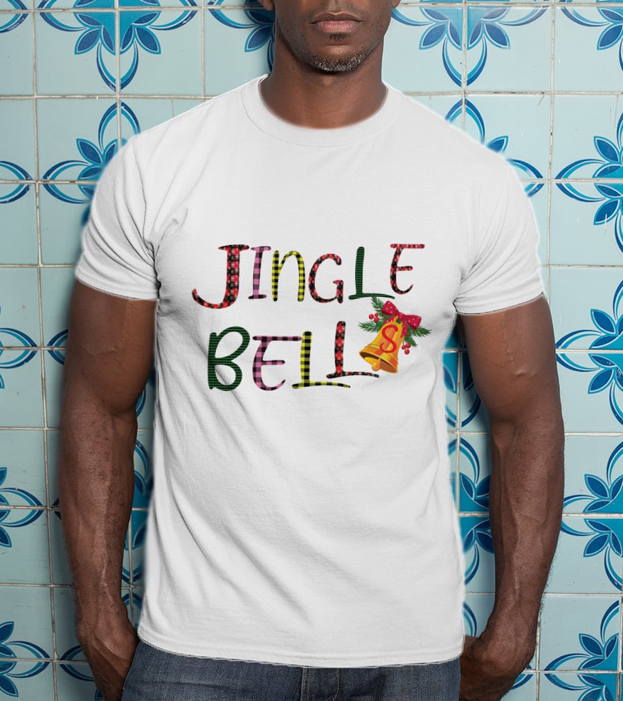 Jingle Bell Holiday Pattern With Festive Bow And Holly T-Shirt