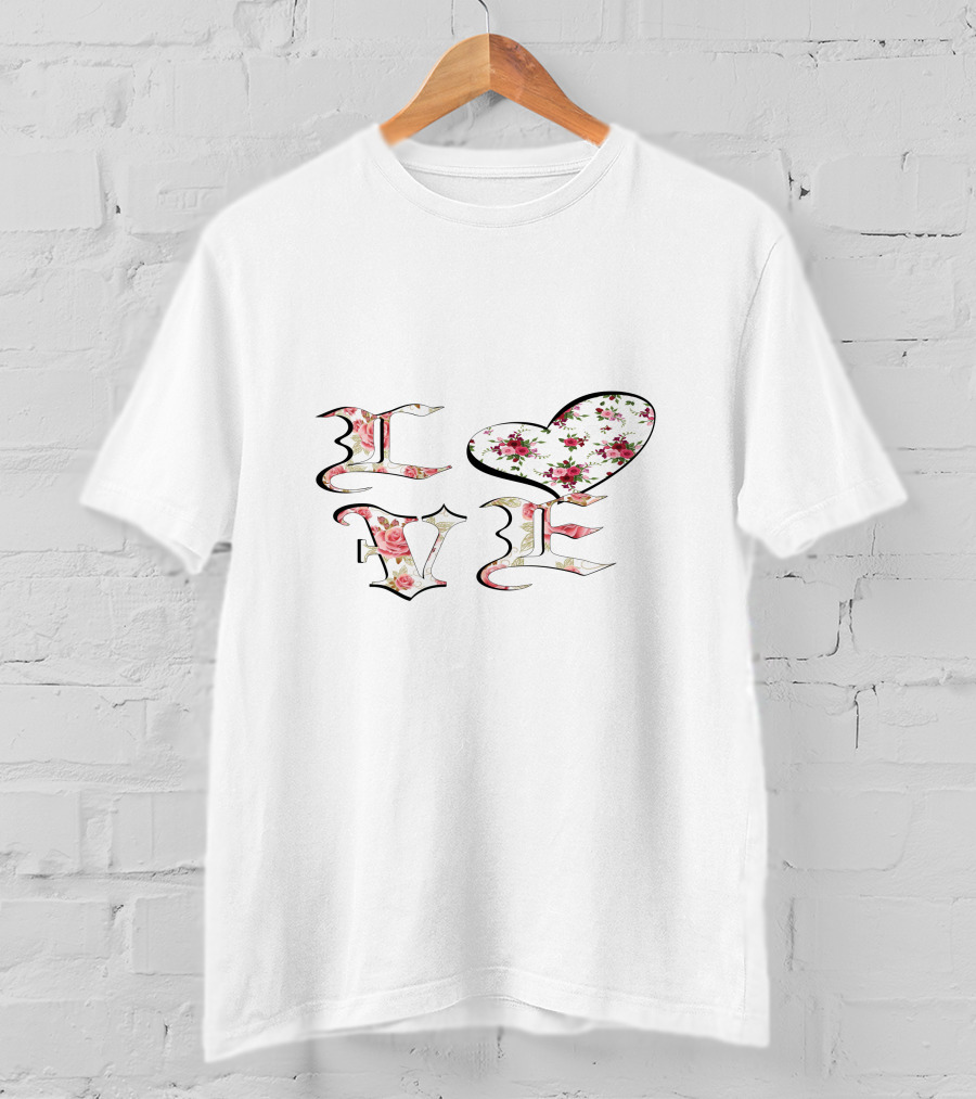 Love Valentines Day Heart Floral Roses T-Shirt
