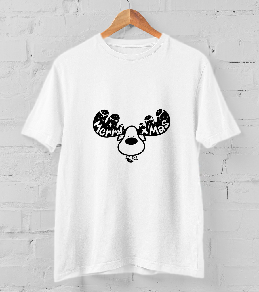 Merry Xmas Reindeer Antlers T-Shirt