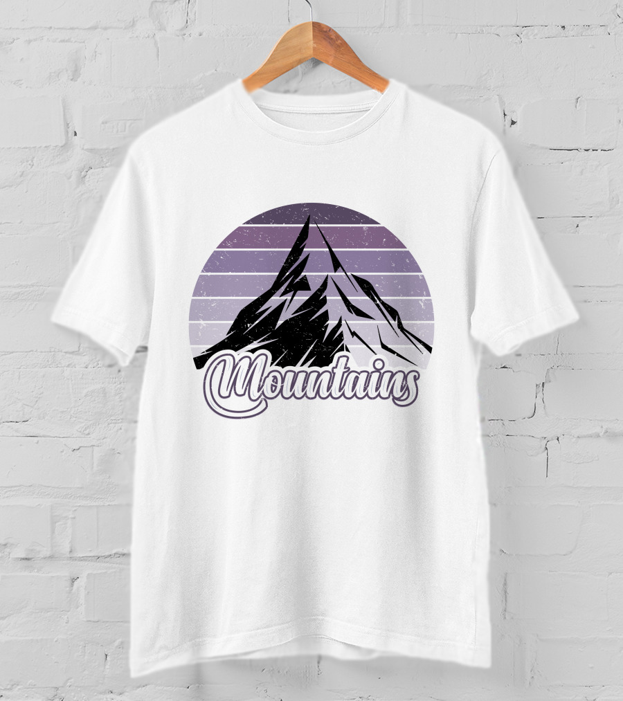 Mountains Vintage Retro Sunset Camping T-Shirt