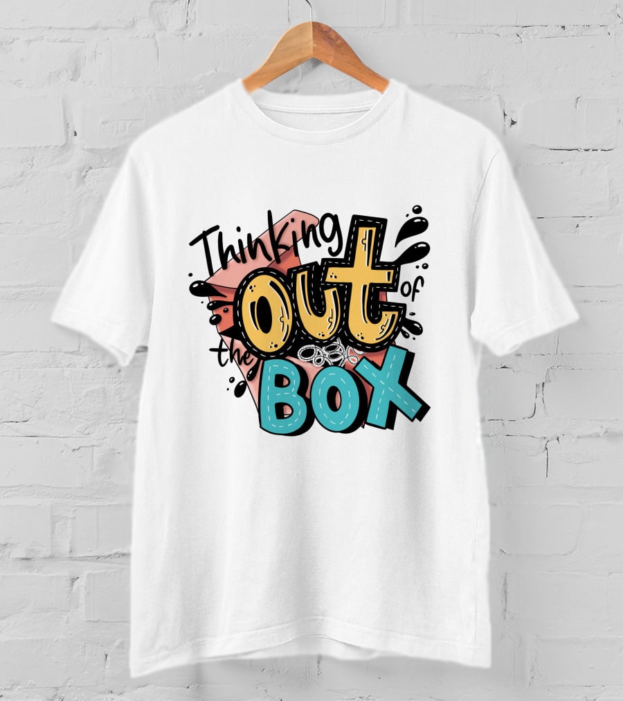 Thinking Out Of The Box Creative Typography T-Shirt