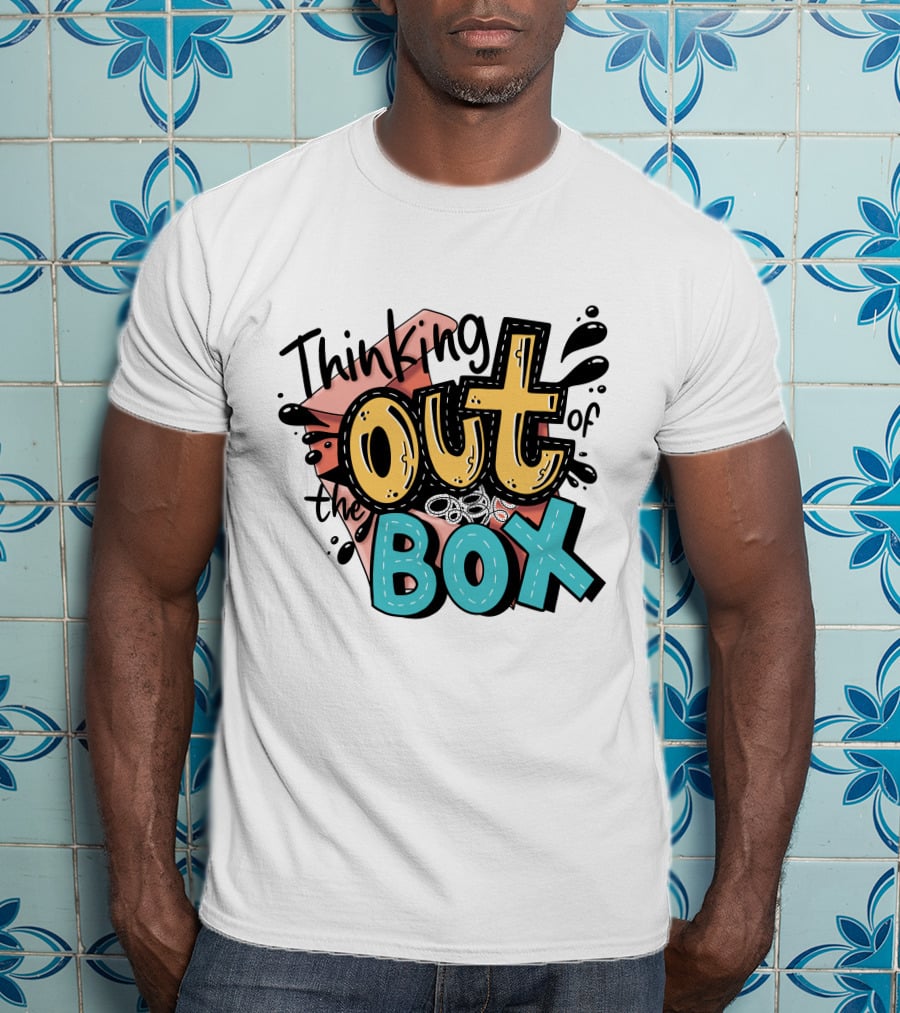 Thinking Out Of The Box Creative Typography T-Shirt