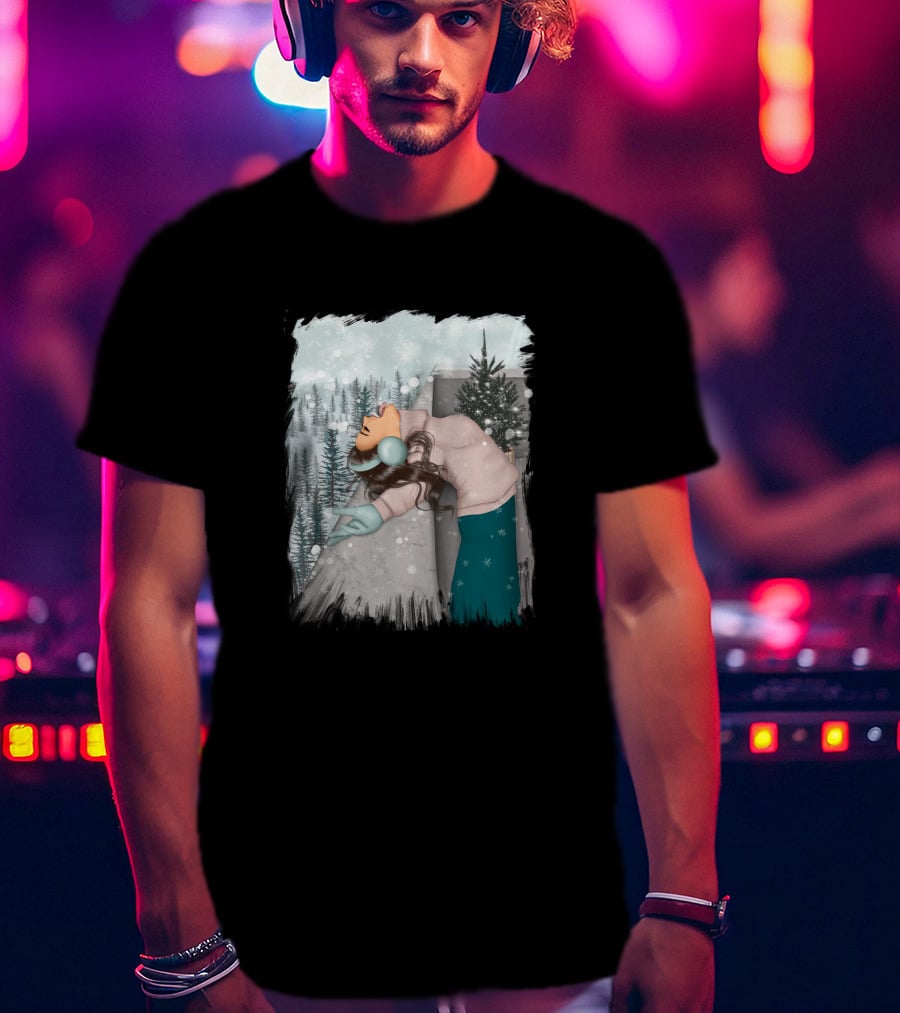 Best Wish In Winter Embracing Snowfall In Forest Scene T-Shirt