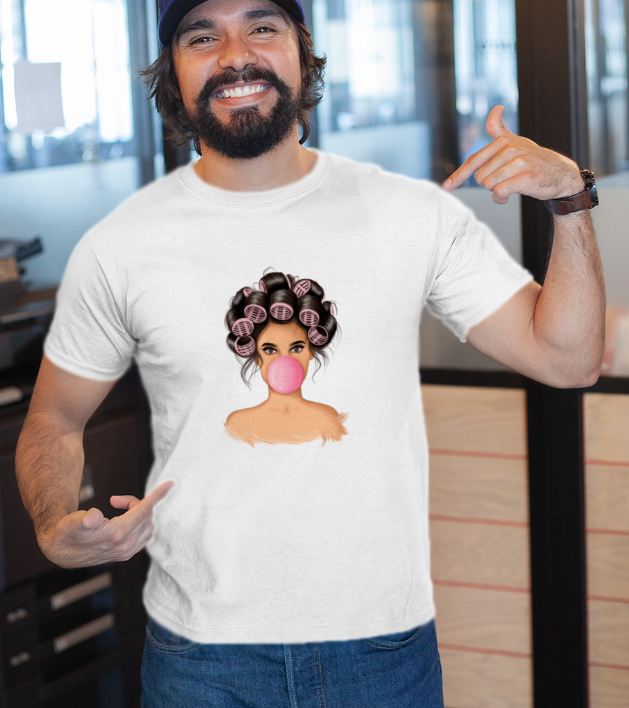 Bubble Gum Girl Hair Curlers T-Shirt