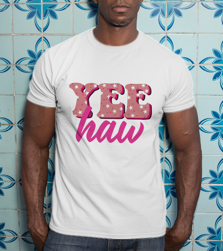 Retro Yee Haw Star Pattern Howdy T-Shirt