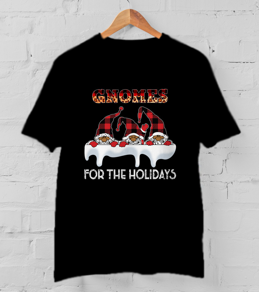Gnomes For The Holidays Plaid Hat Christmas Cheer T-Shirt