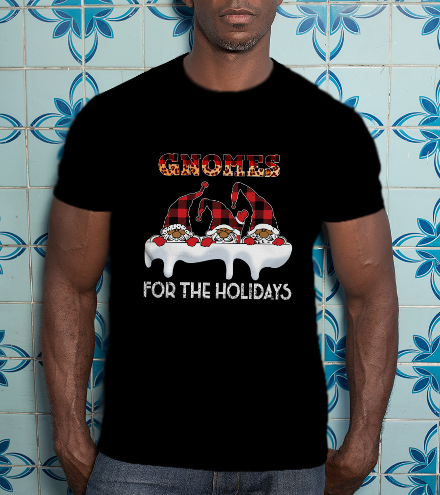 Gnomes For The Holidays Plaid Hat Christmas Cheer T-Shirt
