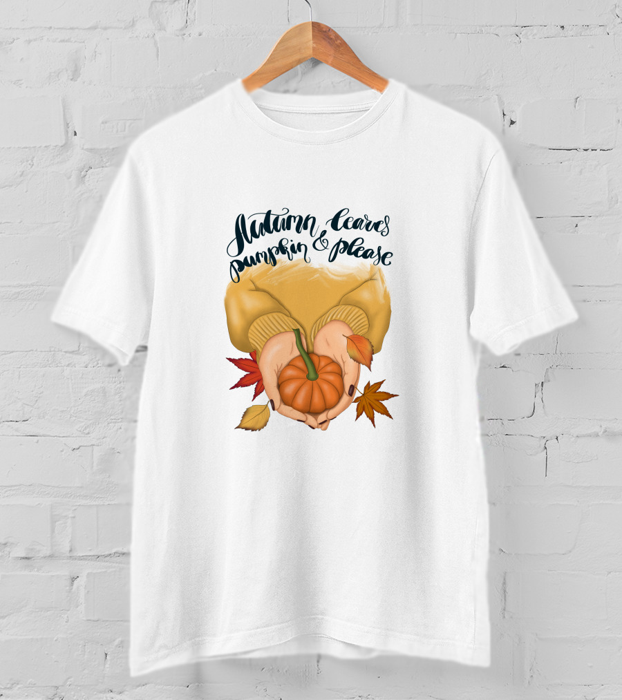 Autumn Leaves Pumpkin Please Cozy Fall Vibes T-Shirt