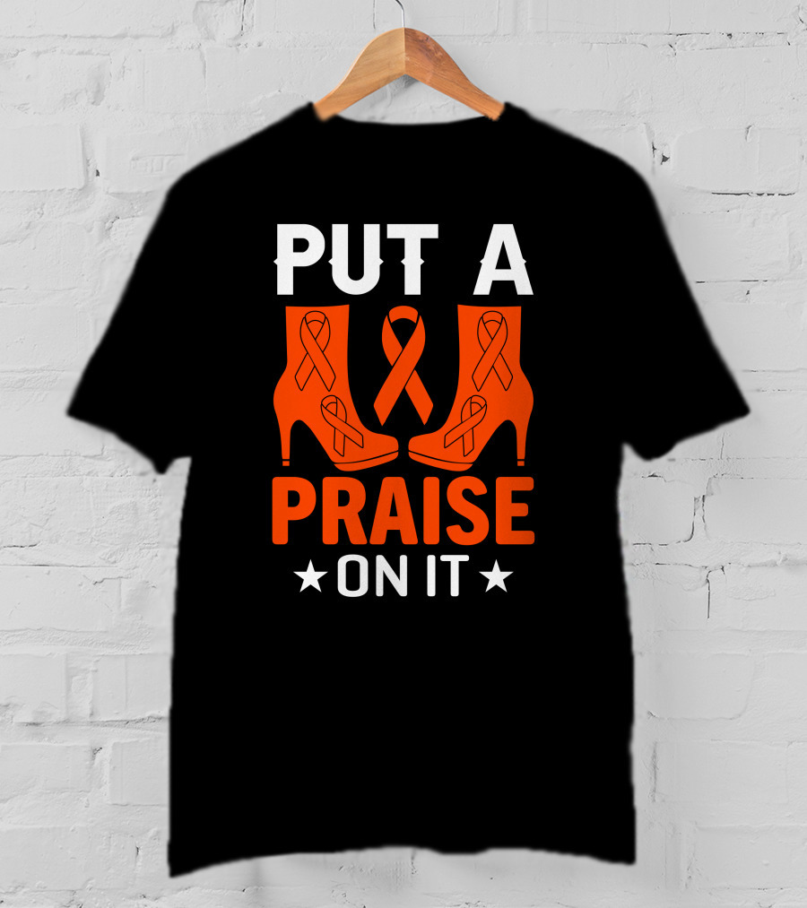 PUT A PRAISE ON IT Orange Ribbon High Heels T-Shirt