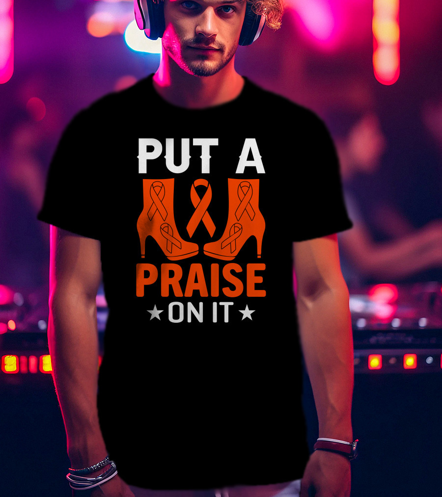 PUT A PRAISE ON IT Orange Ribbon High Heels T-Shirt