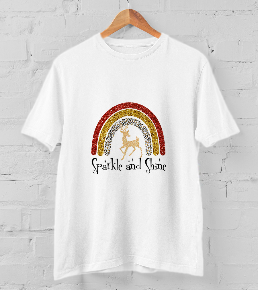 Sparkle And Shine Reindeer Rainbow T-Shirt