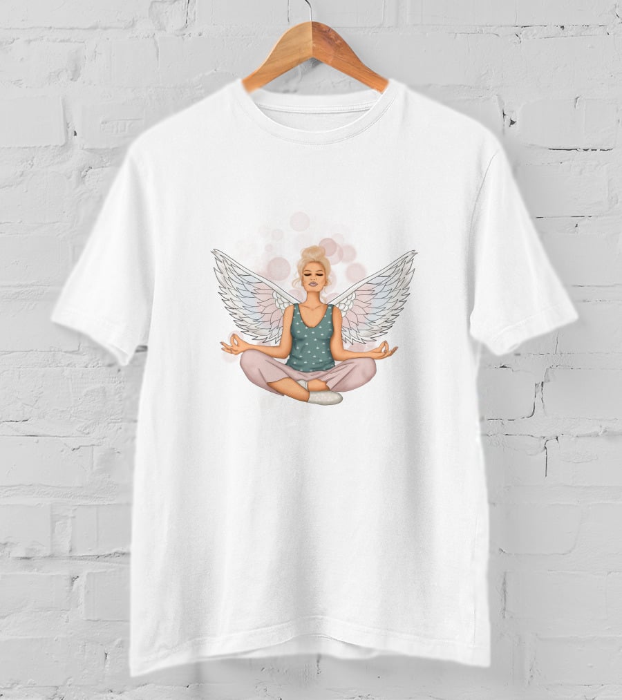 Blonde Angel Yoga Mindfulness Meditation Practice T-Shirt