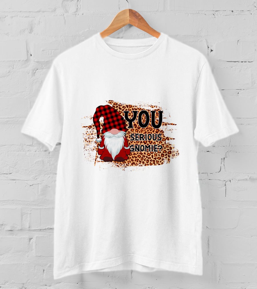 You Serious Gnomie Plaid Hat Leopard Background T-Shirt