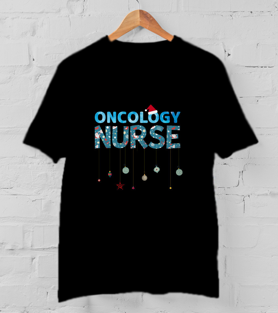 Oncology Nurse Christmas Ornament Santa Hat T-Shirt