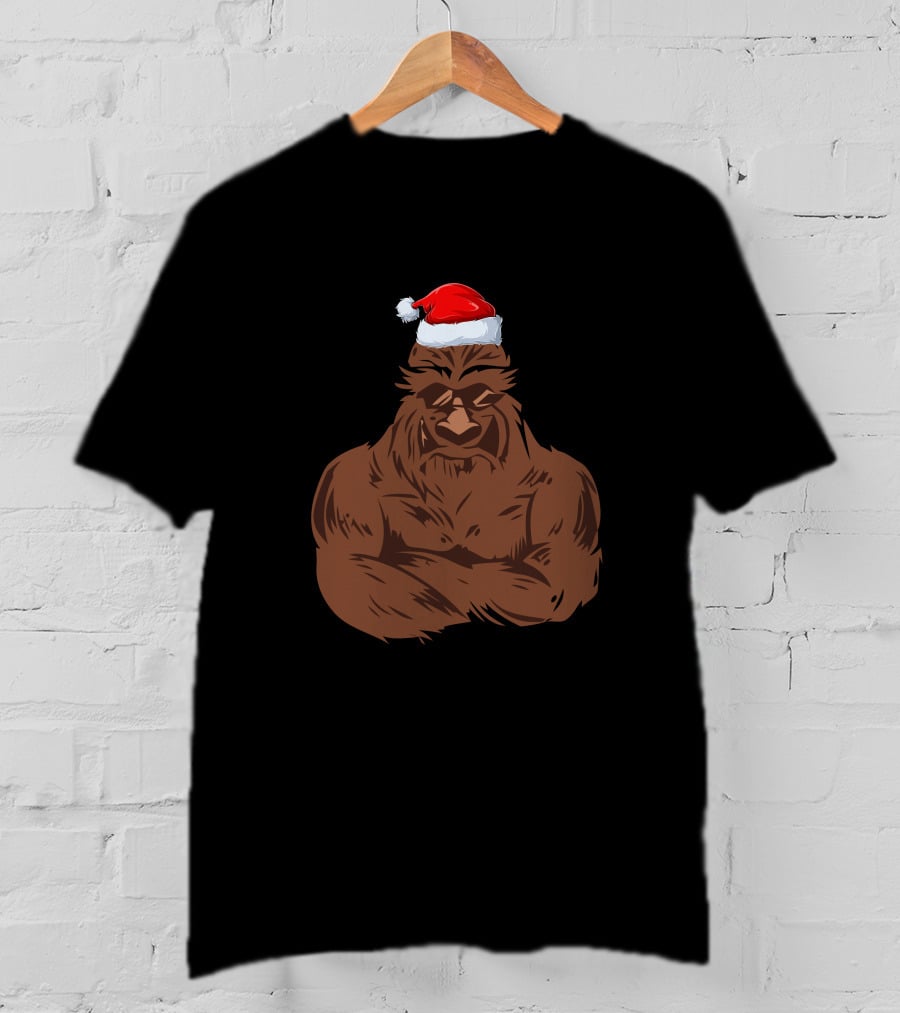 Santa Gorilla Christmas Festive Holiday T-Shirt