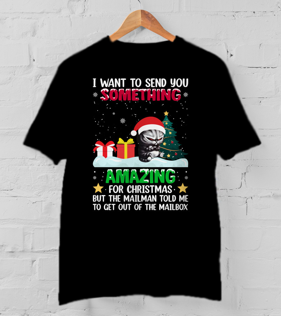 I Want To Send You Something Amazing For Christmas But The Mailman Told Me To Get Out Of The Mailbox Cat T-Shirt
