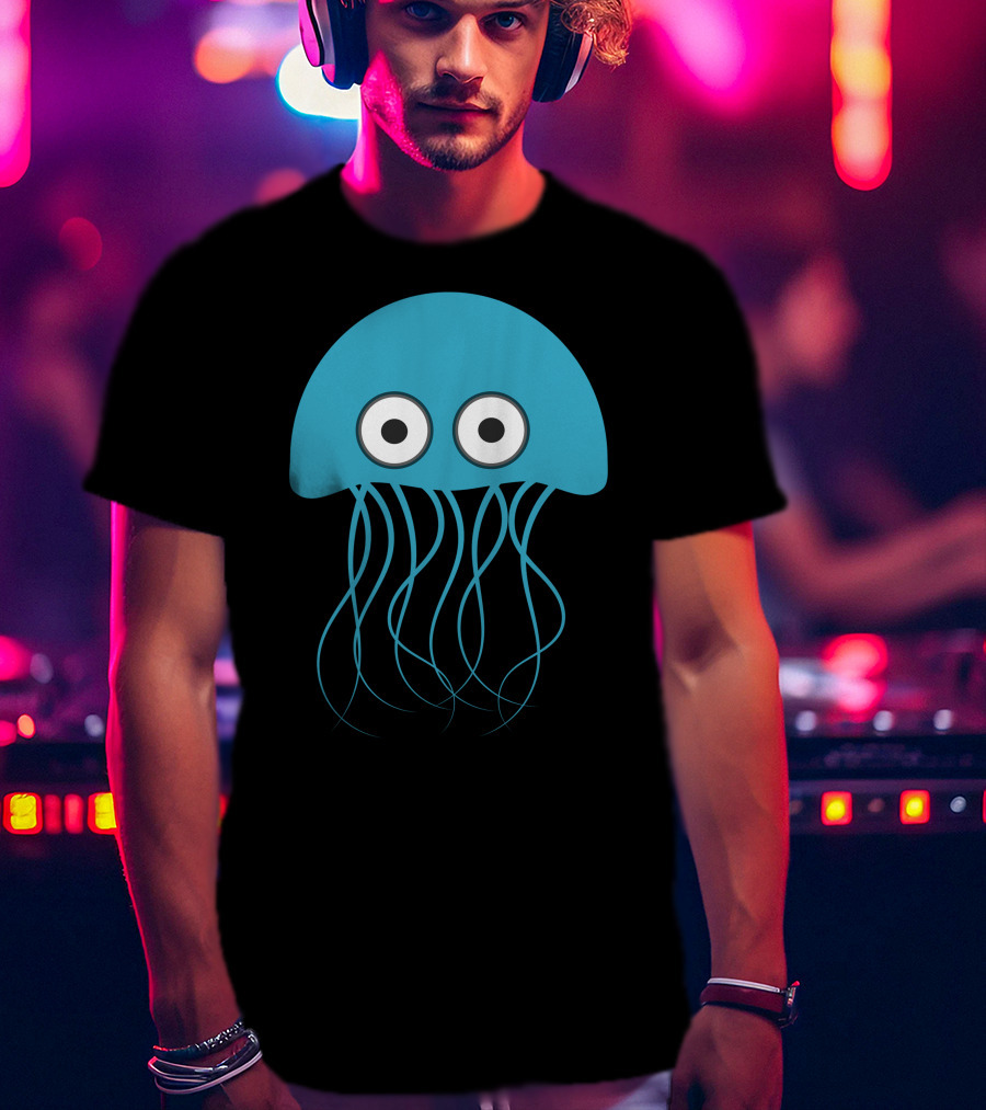 Cartoon Jellyfish Blue Eyes T-Shirt
