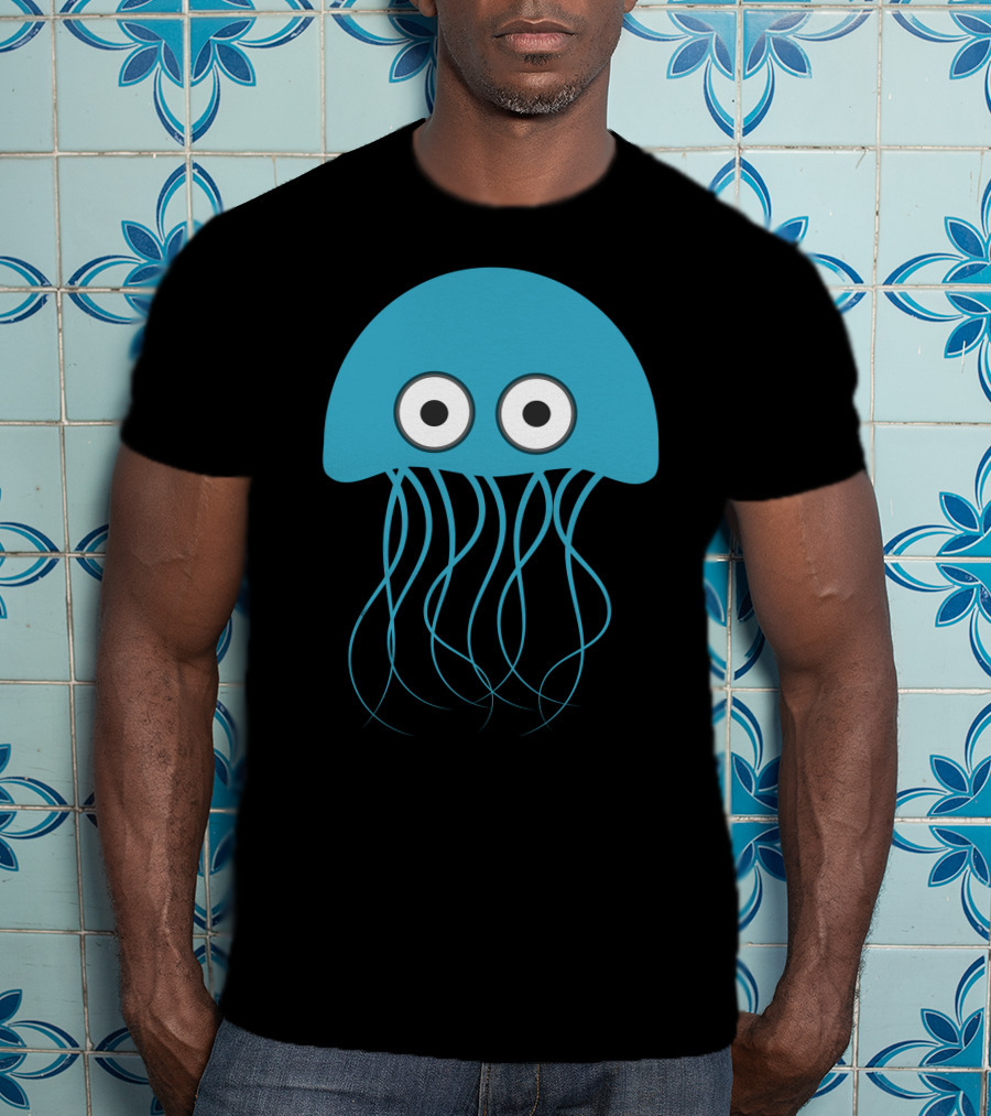 Cartoon Jellyfish Blue Eyes T-Shirt