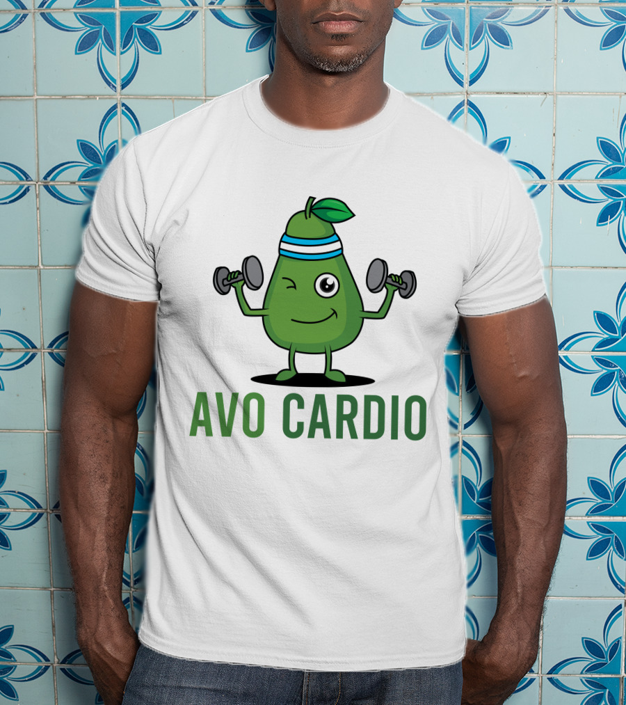 Avo Cardio Winking Avocado Dumbbell Workout T-Shirt