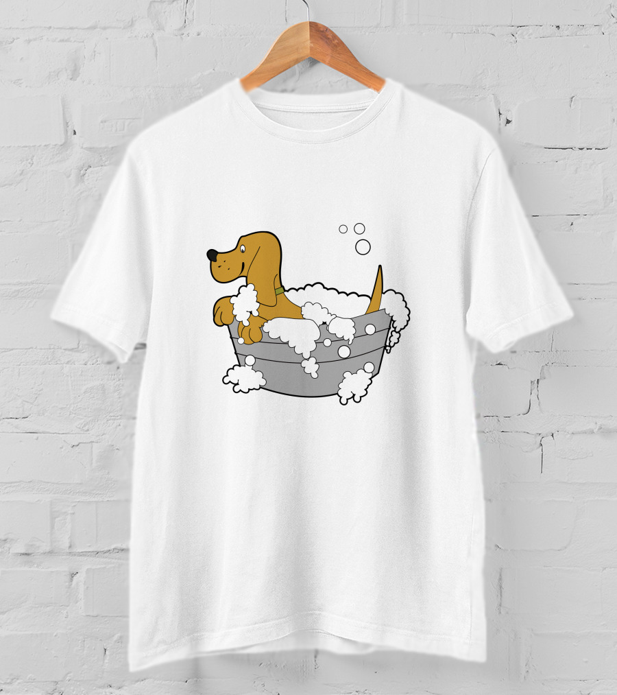 Bath Time Puppy In Bubble Tub Cartoon T-Shirt