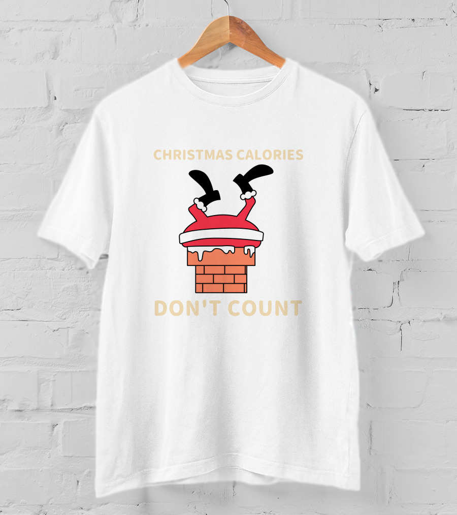 Christmas Calories Don't Count Santa Stuck In Chimney T-Shirt