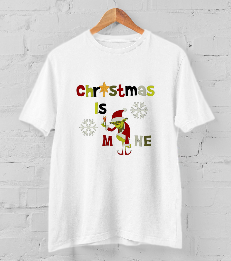 Christmas Is Mine Grinch Santa Snowflakes T-Shirt