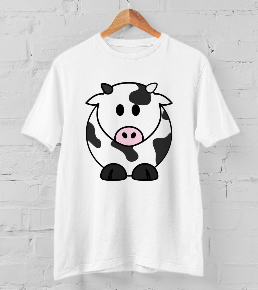 Cartoon Cow Black And White Spotted Adorable T-Shirt