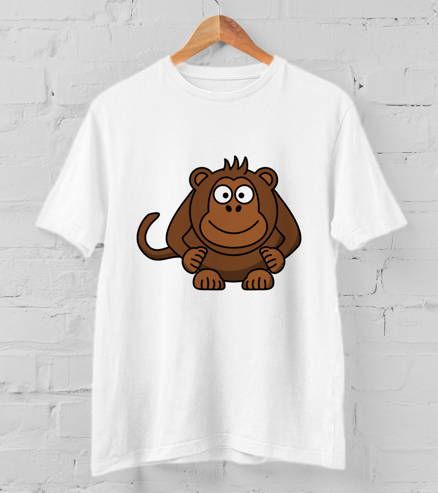 Cartoon Monkey Illustration Brown Playful Character T-Shirt