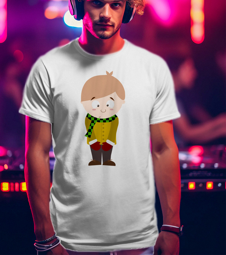 Cute Boy In Winter Scarf And Mittens T-Shirt