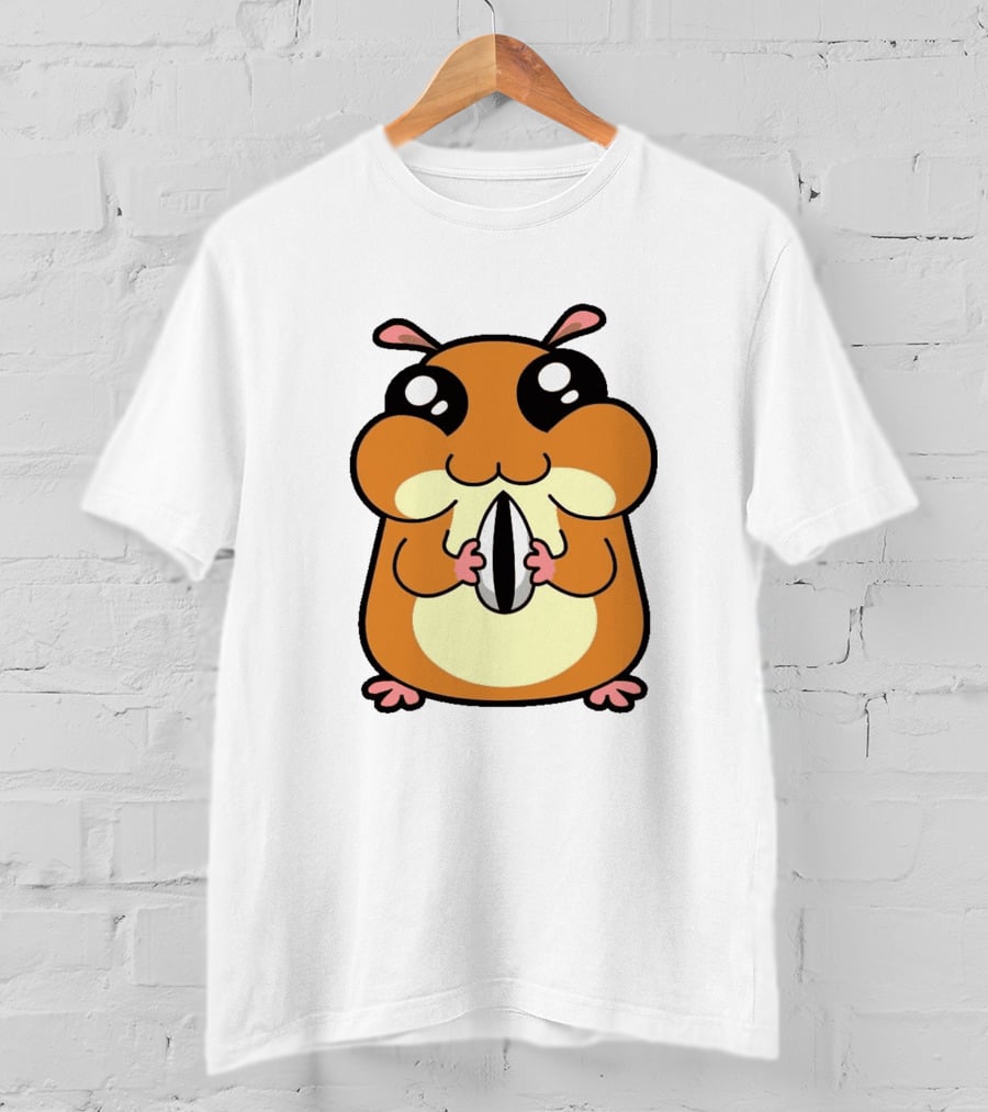 Hamster Eating Sunflower Seed Cartoon Character T-Shirt