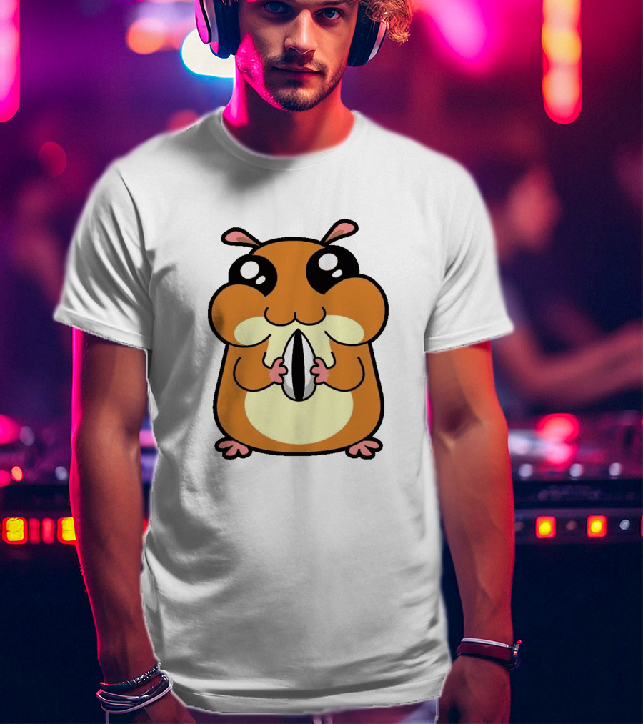 Hamster Eating Sunflower Seed Cartoon Character T-Shirt