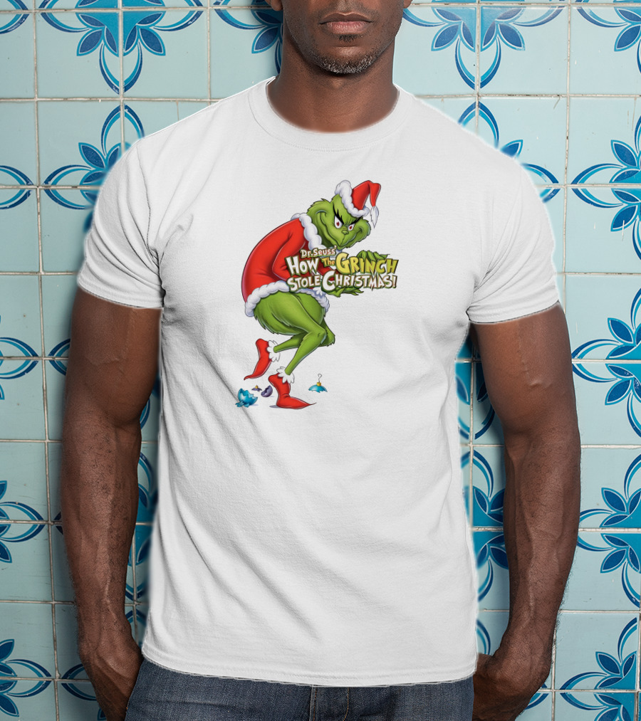Dr Seuss How The Grinch Stole Christmas Santa Grinch Mischievous Pose T-Shirt