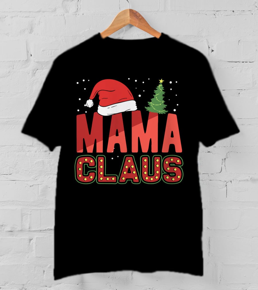 Mama Claus Christmas Santa Hat Tree T-Shirt