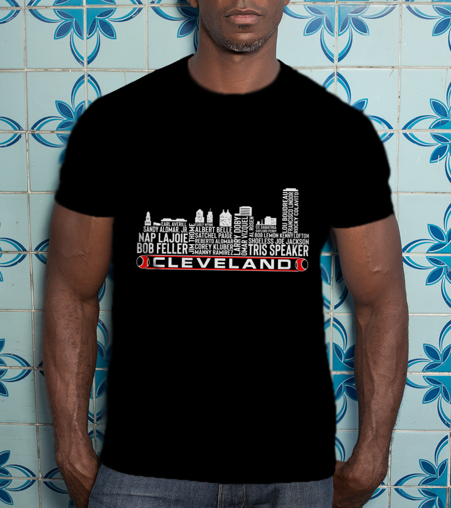 Cleveland Baseball Bob Feller Bob Lemon Tris Speaker Satchel Paige Legends Nap Lajoie Omar Vizquel T-Shirt