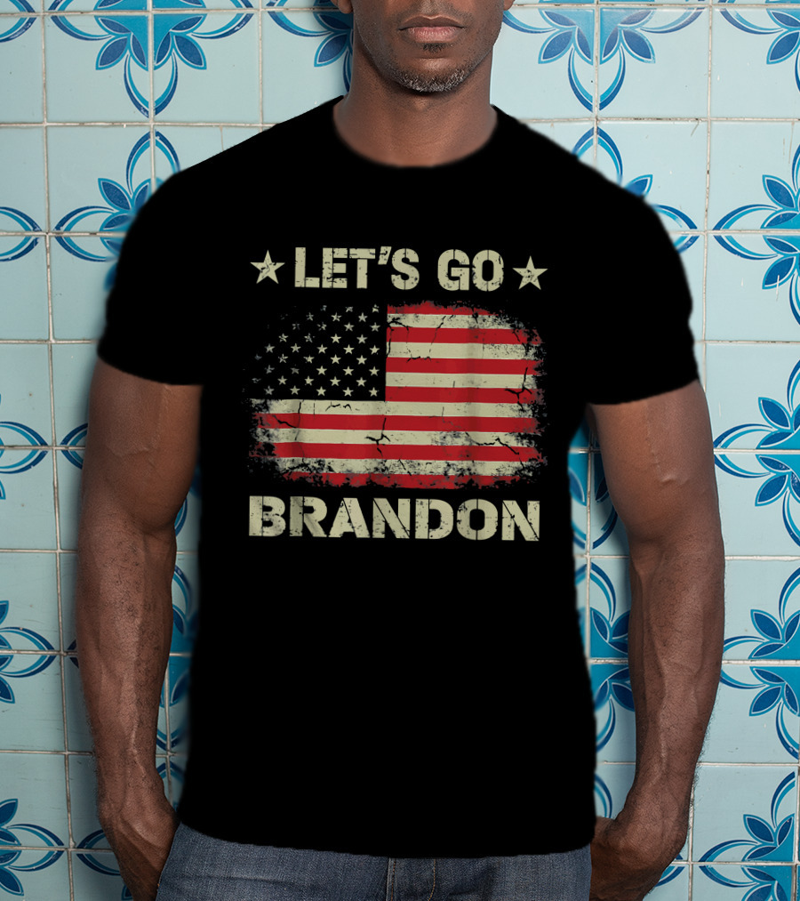 LET'S GO BRANDON American Flag Stars Distressed Patriotic Anti Liberal T-Shirt